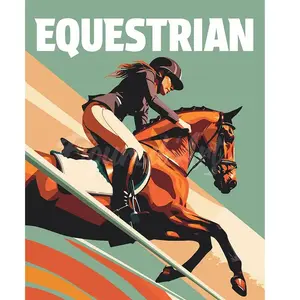 Figured'Art Peinture par Numéro Adulte Affiche sportive Equitation - Activité Manuelle Kit de Loisir Créatif DIY Numéro d'Art Complet - 40x50cm sans châssis en bois pas cher