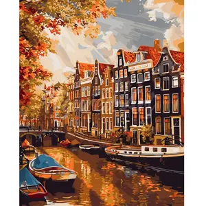 Figured'Art Peinture au numéro : Soleil à Amsterdam  - toile tendue sur châssis pas cher
