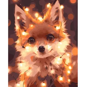 Comparateur de prix : Figured'Art Peinture par Numéro Adulte avec Cadre Petit renard et guirlande éclairée - Activité Manuelle Kit de Loisir Créatif DIY Numéro d'Art Complet - 40x50cm toile tendue sur châssis