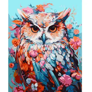 Comparateur de prix : Figured'Art Peinture par Numéro Adulte avec Cadre Hibou coloré en fleu...