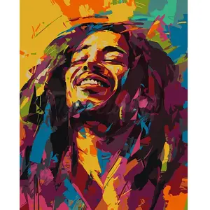 Figured'Art Peinture par Numéro Adulte avec cadre Street Art Reggae - Kit DIY Numéro d'Art - 40x50cm toile tendue sur châssis