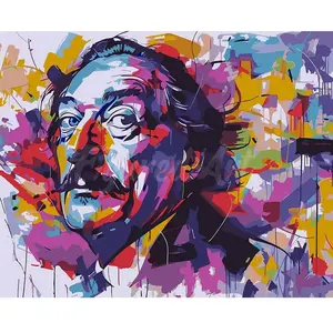 Figured'Art Peinture par Numéro Adulte avec Cadre Street Art Moustache - Activité Manuelle Kit de Loisir Créatif DIY Numéro d'Art Complet - 40x50cm toile tendue sur châssis