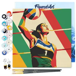 Figured'Art Mini peinture au numéro : Affiche sportive Volley  - toile... pas cher