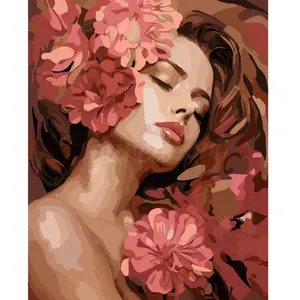 Figured'Art Peinture par Numéro Adulte La Belle endormie aux camélias - Activité Manuelle Kit de Loisir Créatif DIY Numéro d'Art Complet - 40x50cm sans châssis en bois pas cher