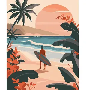 Comparateur de prix : Figured'Art Peinture par Numéro Adulte avec Cadre Vagues du soir - Activité Manuelle Kit de Loisir Créatif DIY Numéro d'Art Complet - 40x50cm toile tendue sur châssis