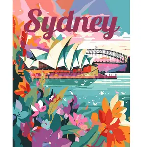 Figured'Art Peinture au numéro : Affiche de voyage Sydney  - sans châssis en bois pas cher