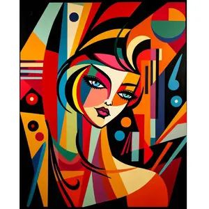 Figured'Art Broderie diamant : Femme abstraite style Picasso - sans ch...