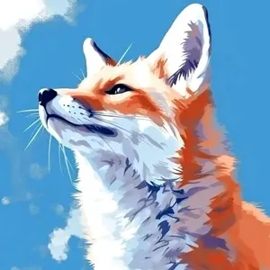 Figured'Art Mini Peinture par Numéro Adulte 20x20cm avec cadre Renard et ciel bleu - Petit Format Kit de Loisir Créatif DIY Numéro d'Art Complet pas cher