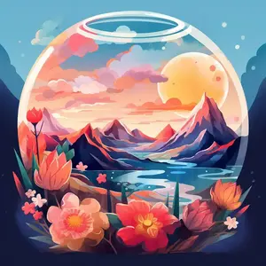 Figured'Art Mini Peinture par Numéro Adulte 20x20cm avec cadre Montagnes et boule de verre - Petit Format Kit de Loisir Créatif DIY Numéro d'Art Complet pas cher