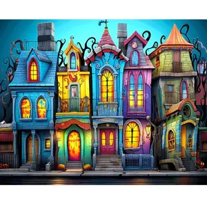 Comparateur de prix : Figured'Art Broderie diamant : Maisons gothiques colorées - toile ten...