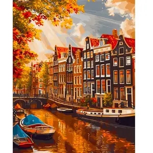 Comparateur de prix : Broderie diamant : Soleil à Amsterdam  - toile tendue sur chassis