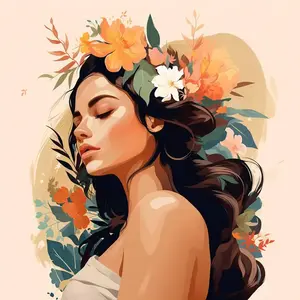Figured'Art Mini Peinture par Numéro Adulte 20x20cm avec cadre Femme au bandeau floral - Petit Format Kit de Loisir Créatif DIY Numéro d'Art Complet pas cher