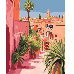 Figured'Art Peinture au numéro : Vue sur une ville marocaine - Toile t...