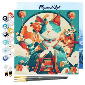 Comparateur de prix : Figured'Art Mini Peinture au numéro : Chat Princesse Japonaise - toile...