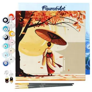 Figured'Art Mini Peinture au numéro : Marche paisible d'une Geisha - t... pas cher
