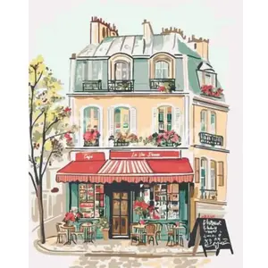 Figured'Art Peinture au numéro : Aquarelle Café La Vie Douce - toile t...
