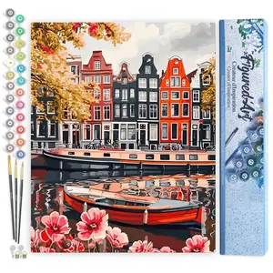 Comparateur de prix : Peinture au numéro : Vue du Canal à Amsterdam - sans chassis en bois