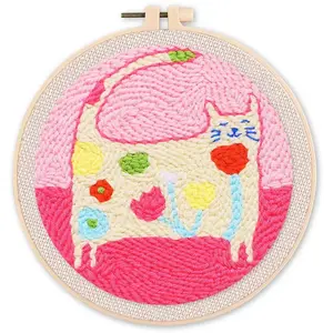 Figured'Art Punch Needle : Chat fleuri  - avec cadre FiguredArt-CD0063