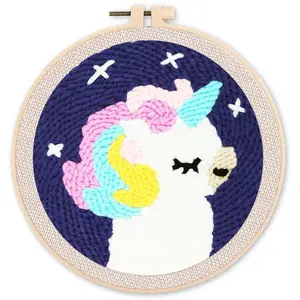 Kit Punch Needle - FIGURED'ART - Licorne Gracieuse - 20x20cm - Inclus : cadre, fils, aiguille pas cher