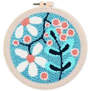 Kit Punch Needle - FIGURED'ART - Explosion de Fleurs - 20x20cm - Inclus : cadre, fils, aiguille pas cher