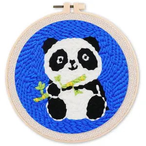 Kit Punch Needle - FIGURED'ART - Bébé Panda - 26x26cm - Inclus : cadre et tutoriel pas cher