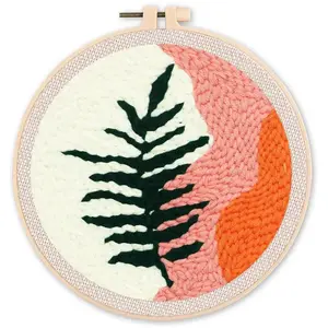 Kit Punch Needle - FIGURED'ART - Feuille Variation 2 - 20x20cm - Inclus : cadre et tutoriel