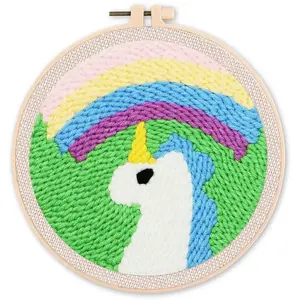 Figured'Art Punch Needle : Licorne et Arc en Ciel  - avec cadre FiguredArt-CCX3 pas cher