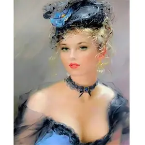 Figured'Art Figured’Art Diamond Painting Broderie Diamant 40x50cm Toile Entière Roulée avec Strass Perles Carrés - Une femme très élégante - Kit Complet 5D DIY Activité Manuelle Loisirs Créatifs Adultes pas cher