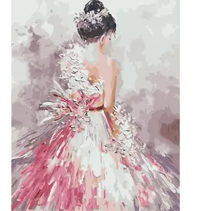 Figured'Art Peinture au numéro : Jolie femme de dos  - sans châssis en bois pas cher