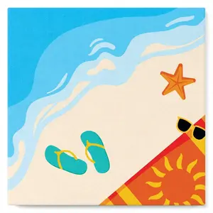 Figured'Art Mini Peinture par Numéro Adulte 20x20cm avec cadre A la Plage - Petit Format Kit de Loisir Créatif DIY Numéro d'Art Complet pas cher