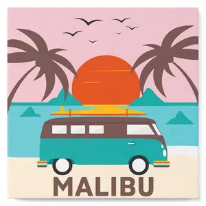 Figured'Art Mini Peinture par Numéro Adulte 20x20cm avec cadre Plage Malibu - Petit Format Kit de Loisir Créatif DIY Numéro d'Art Complet pas cher