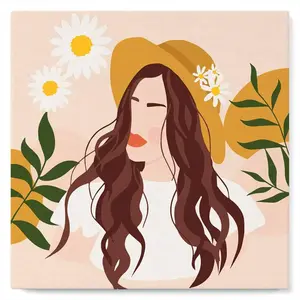 Comparateur de prix : Figured'Art Mini Peinture par Numéro Adulte 20x20cm avec cadre Femme et Marguerites - Petit Format Kit de Loisir Créatif DIY Numéro d'Art Complet