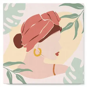 Figured'Art Mini Peinture par Numéro Adulte 20x20cm avec cadre Femme au Turban de profil - Petit Format Kit de Loisir Créatif DIY Numéro d'Art Complet pas cher