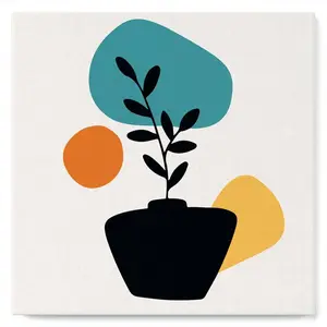 Figured'Art Mini Peinture par Numéro Adulte 20x20cm avec cadre Plante et Pot noir - Petit Format Kit de Loisir Créatif DIY Numéro d'Art Complet pas cher