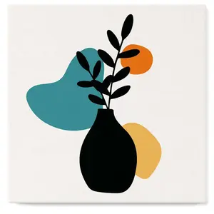 Figured'Art Mini Peinture par Numéro Adulte 20x20cm avec cadre Plante et Vase bleu - Petit Format Kit de Loisir Créatif DIY Numéro d'Art Complet pas cher