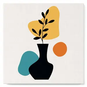 Figured'Art Mini Peinture par Numéro Adulte 20x20cm avec cadre Plante et Vase noir - Petit Format Kit de Loisir Créatif DIY Numéro d'Art Complet pas cher