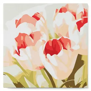 Figured'Art Mini Peinture par Numéro Adulte 20x20cm avec cadre Eclosion de Tulipes - Petit Format Kit de Loisir Créatif DIY Numéro d'Art Complet