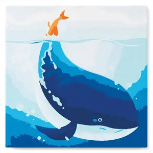 Figured'Art Mini Peinture par Numéro Adulte 20x20cm avec cadre Baleine Bleue - Petit Format Kit de Loisir Créatif DIY Numéro d'Art Complet pas cher