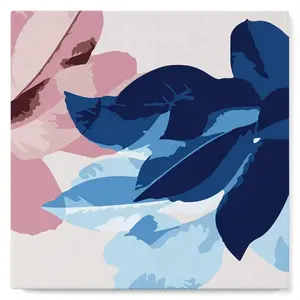 Figured'Art Mini Peinture par Numéro Adulte 20x20cm avec cadre Ambiance bleutée de Fleurs - Petit Format Kit de Loisir Créatif DIY Numéro d'Art Complet