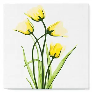 Figured'Art Mini Peinture par Numéro Adulte 20x20cm avec cadre Jolies Fleurs Jaunes - Petit Format Kit de Loisir Créatif DIY Numéro d'Art Complet pas cher