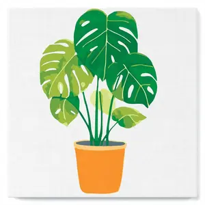 Figured'Art Mini Peinture par Numéro Adulte 20x20cm avec cadre Plante Verte - Petit Format Kit de Loisir Créatif DIY Numéro d'Art Complet pas cher