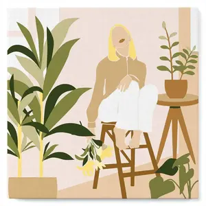 Figured'Art Mini Peinture par Numéro Adulte 20x20cm avec cadre Femme et Bouquet - Petit Format Kit de Loisir Créatif DIY Numéro d'Art Complet pas cher
