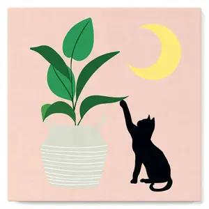 Comparateur de prix : Figured'Art Mini Peinture par Numéro Adulte 20x20cm avec cadre Chaton et Plante au clair de Lune - Petit Format Kit de Loisir Créatif DIY Numéro d'Art Complet