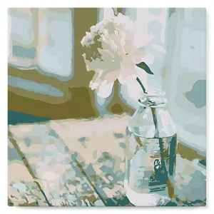 Figured'Art Mini Peinture par Numéro Adulte 20x20cm avec cadre Fleur Blanche - Petit Format Kit de Loisir Créatif DIY Numéro d'Art Complet pas cher