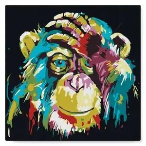 Comparateur de prix : Figured'Art Mini Peinture par Numéro Adulte 20x20cm avec cadre Babouin Pop Art - Petit Format Kit de Loisir Créatif