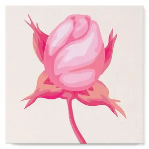 Comparateur de prix : Mini peinture au numéro : Bouton de Rose - toile tendue sur chassis