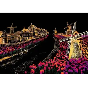 Figured'Art Peinture à gratter : Les tulipes aux Pays Bas pas cher