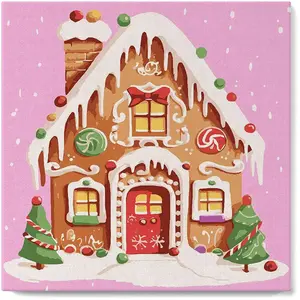 Figured'Art Mini Peinture par Numéro Adulte 20x20cm avec cadre Maison en Pain d'Épice - Petit Format Kit de Loisir Créatif DIY Numéro d'Art Complet pas cher
