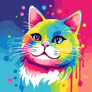 Figured’Art Mini Diamond Painting Broderie Diamant 25x25cm avec Cadre Toile Tendue et Perles Rondes - Chat Abstrait Pop Art - Kit Complet DIY Activité Manuelle Loisirs Créatifs Adultes
