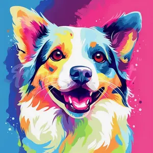 Comparateur de prix : Mini broderie diamant : Chien Abstrait Pop Art - sans chassis en bois
